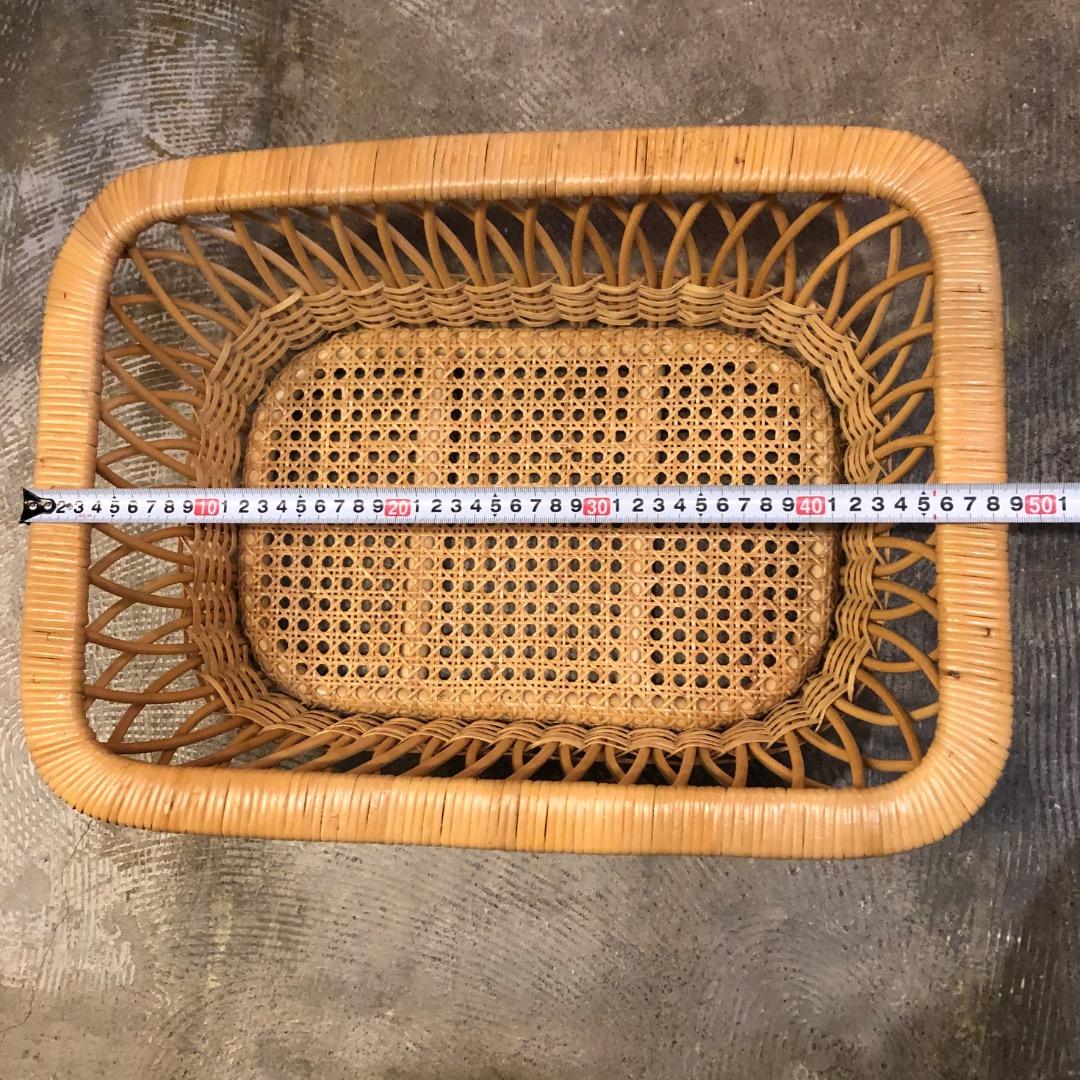 ラタンバスケット　　籠　カゴ　四角　フリーバスケット　ランドエリーバスケット