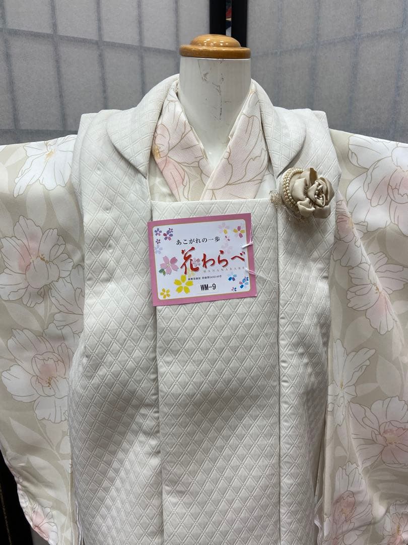 大特価　花はらべ３才６点被布セット　★ 水彩花／くすみグリーン★