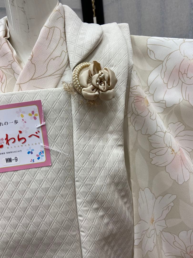 大特価　花はらべ３才６点被布セット　★ 水彩花／くすみグリーン★