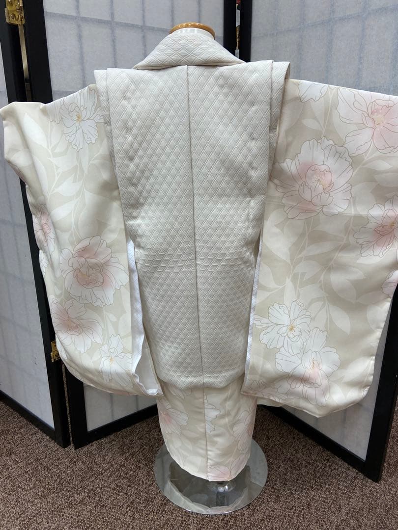 大特価　花はらべ３才６点被布セット　★ 水彩花／くすみグリーン★