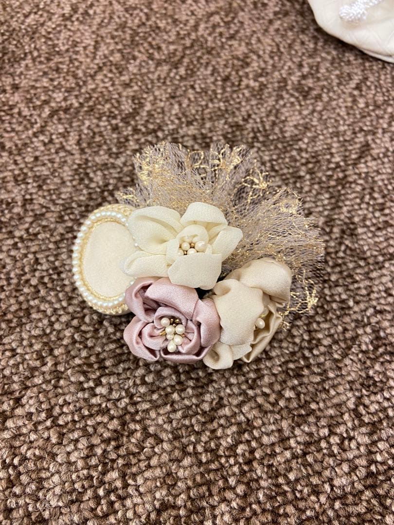 大特価　花はらべ３才６点被布セット　★ 水彩花／くすみグリーン★