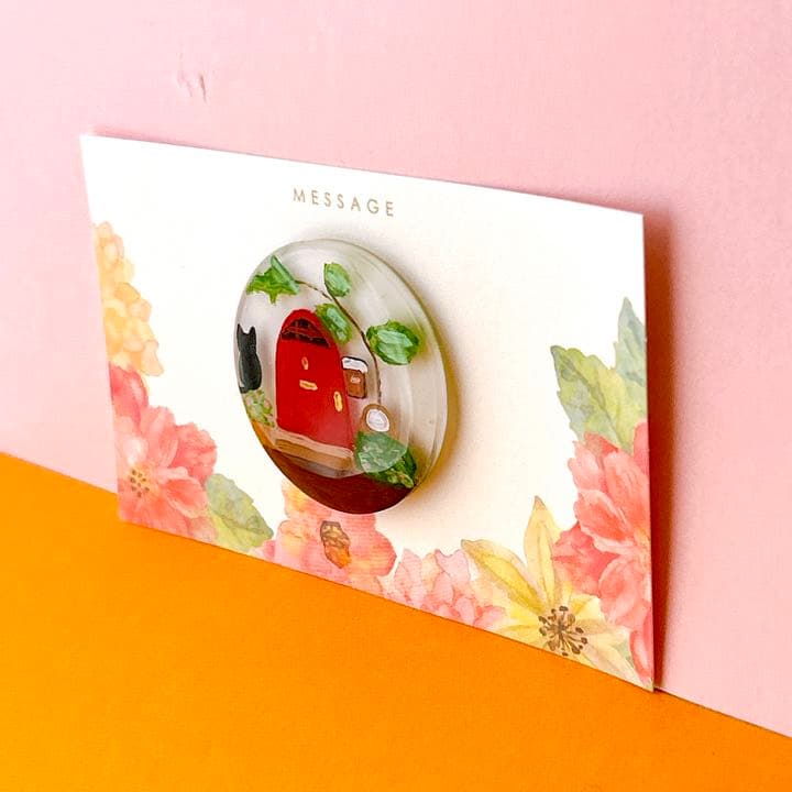 手書き　玄関　ヘアゴム　ブローチ　レジン　猫