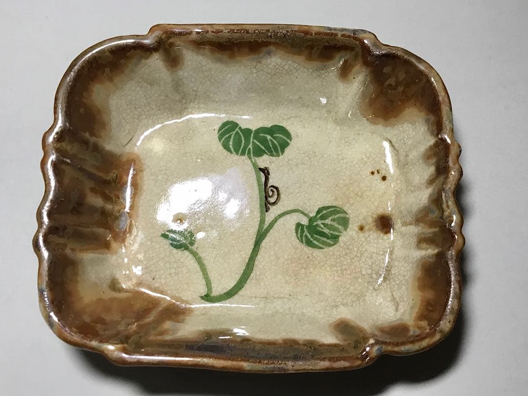 織部焼？◆角皿 ５個◆でんでん虫 カタツムリ 長皿 深皿 和食器 菓子皿