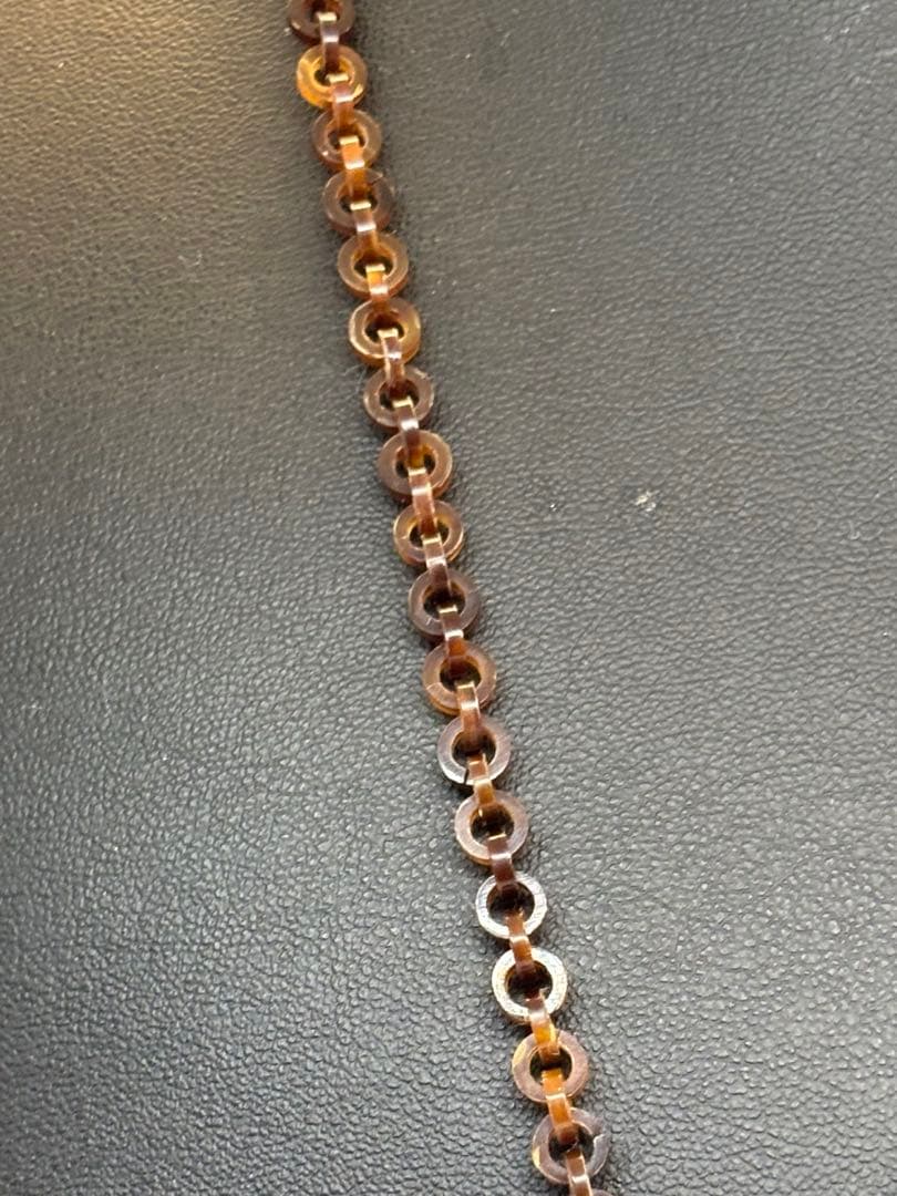 一点物 鼈甲製　花彫刻 ロングネックレス レディース　オシャレ　上品