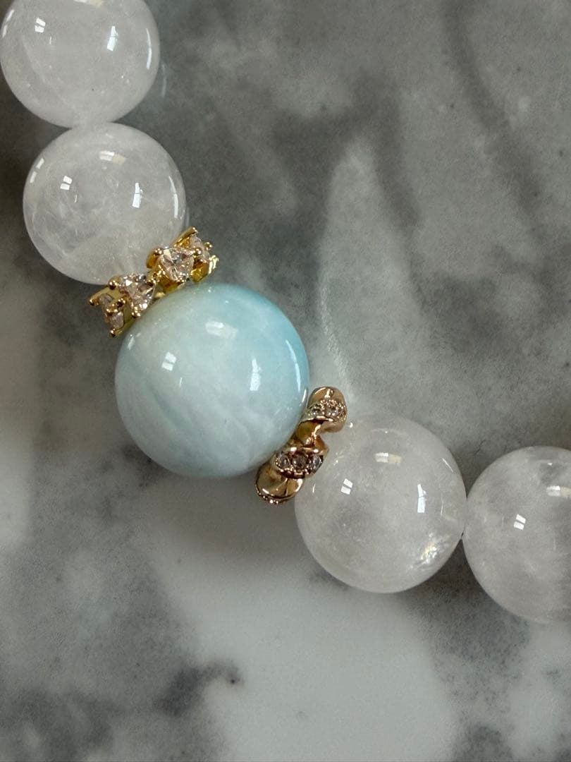 ラリマーとホワイトガーデンクォーツのブレスレット