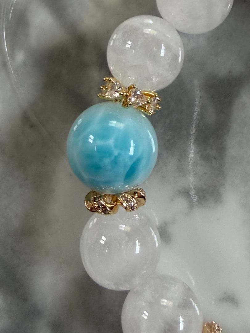 ラリマーとホワイトガーデンクォーツのブレスレット