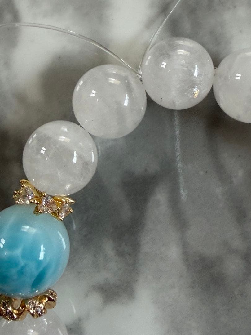 ラリマーとホワイトガーデンクォーツのブレスレット