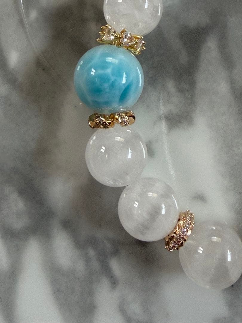 ラリマーとホワイトガーデンクォーツのブレスレット