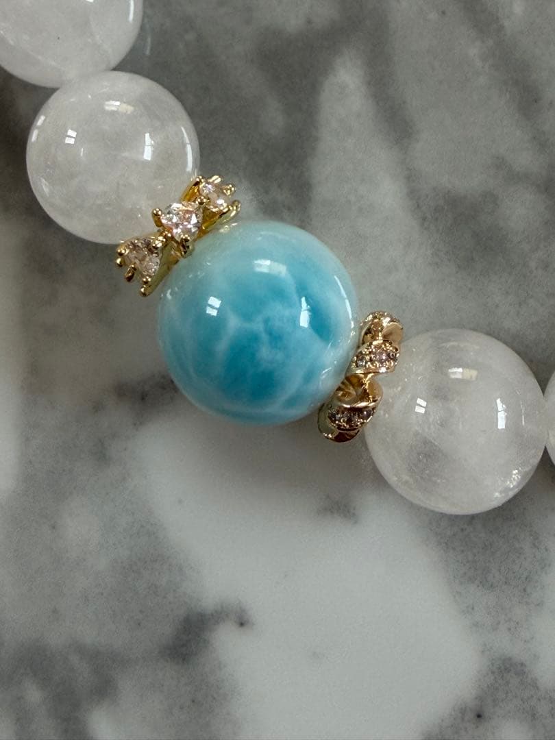 ラリマーとホワイトガーデンクォーツのブレスレット