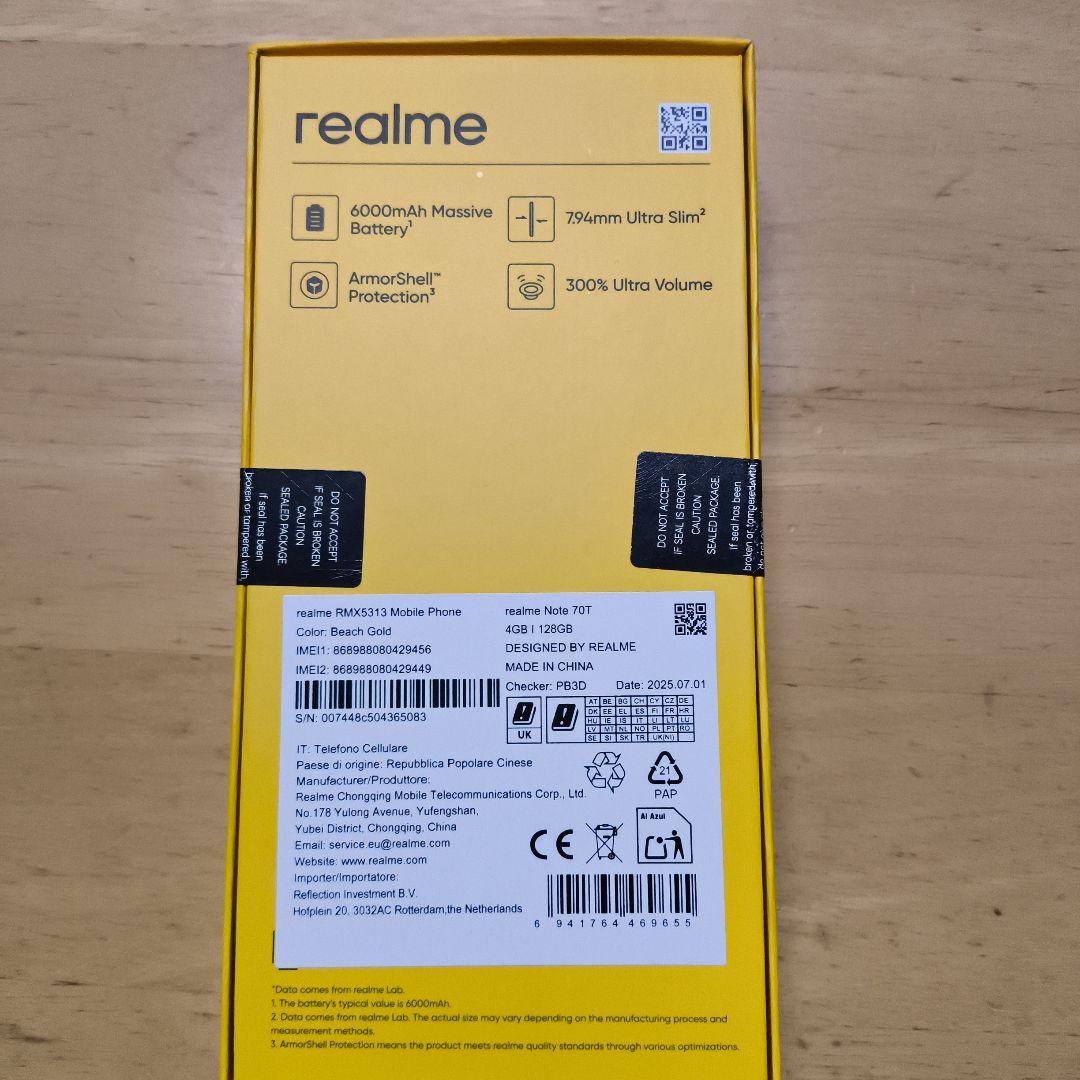 Realme Note 70T 本体 4G/128G