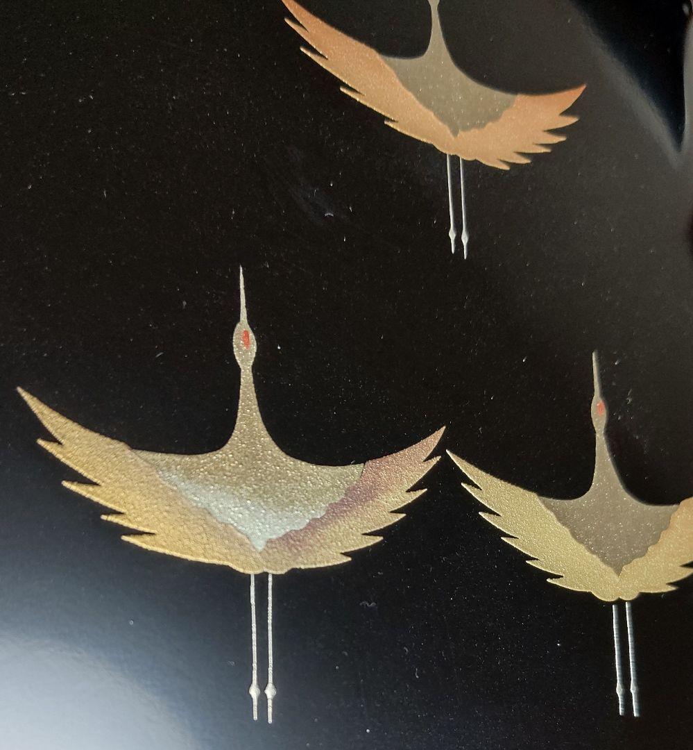 三段重 千羽鶴 黒 金 漆塗り天然木 おせち 上質