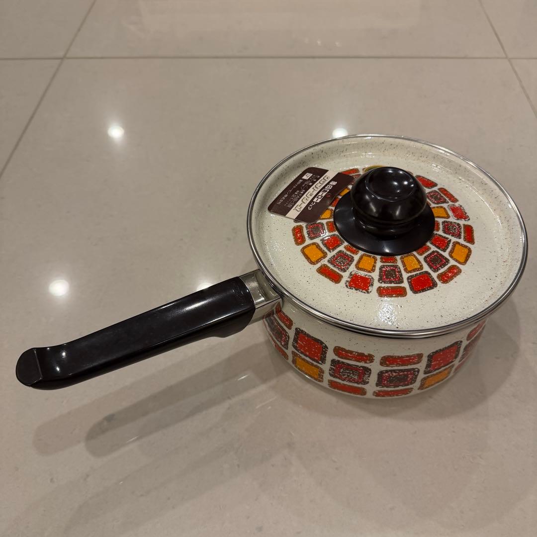 【昭和レトロ】象印ホーローウェアセット 片手鍋・両手鍋(新品・箱キズ有り)