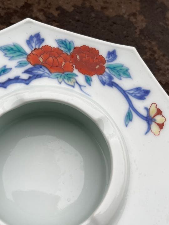 有田焼　灰皿　八角　お香置き　小物入れ　人間国宝　今泉今右衛門　色鍋島　錦手　②