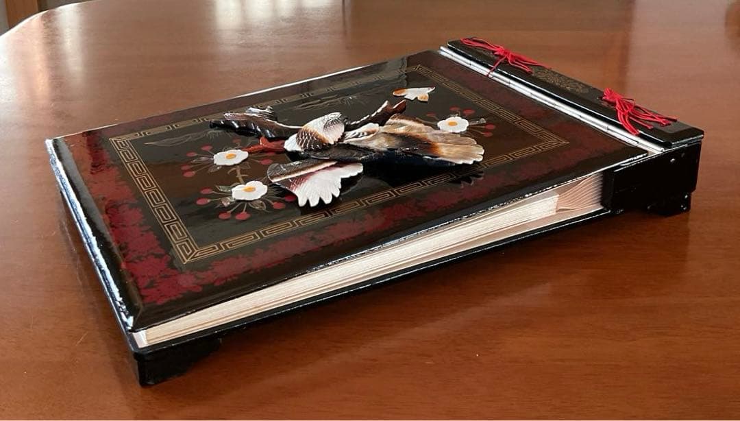 オルゴール付き写真アルバム ヴィンテージ 貝細工 シェル 卓上フォトアルバム 鷲