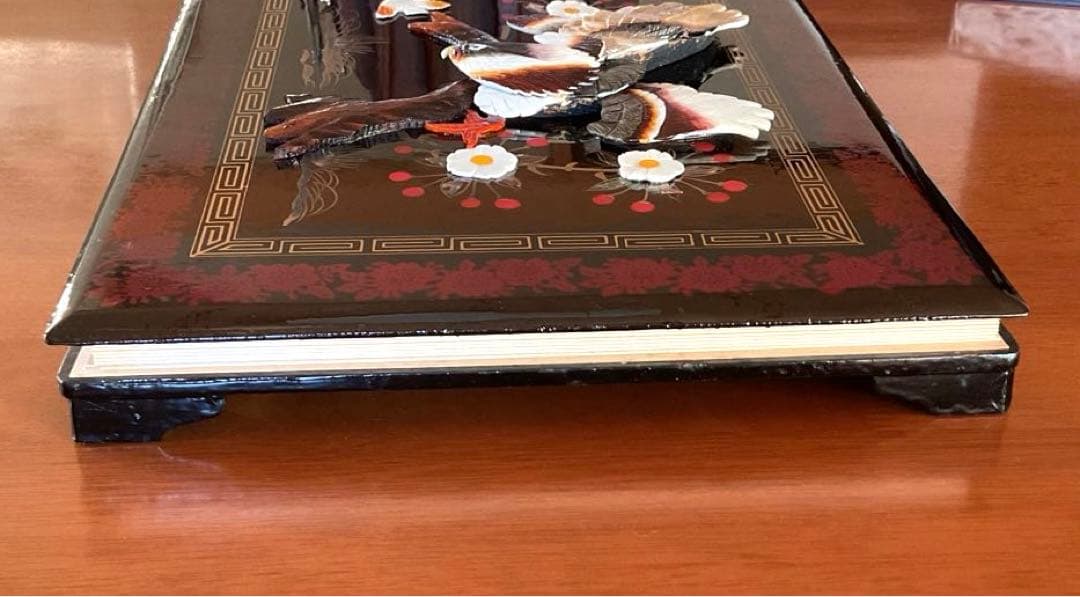 オルゴール付き写真アルバム ヴィンテージ 貝細工 シェル 卓上フォトアルバム 鷲