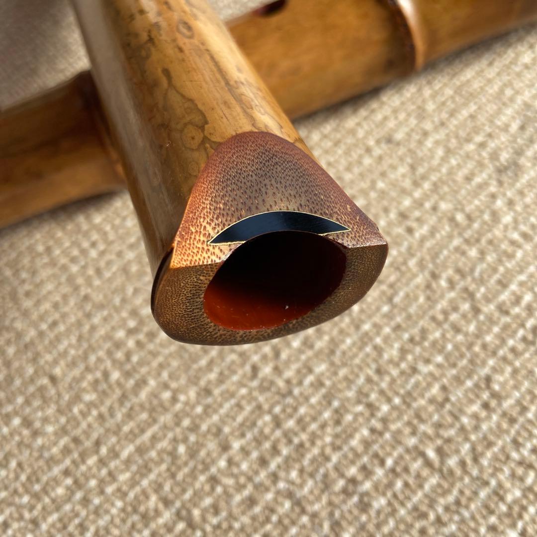 126値下げ　尺八　一尺六寸管　精華銘三印　唄口金巻き