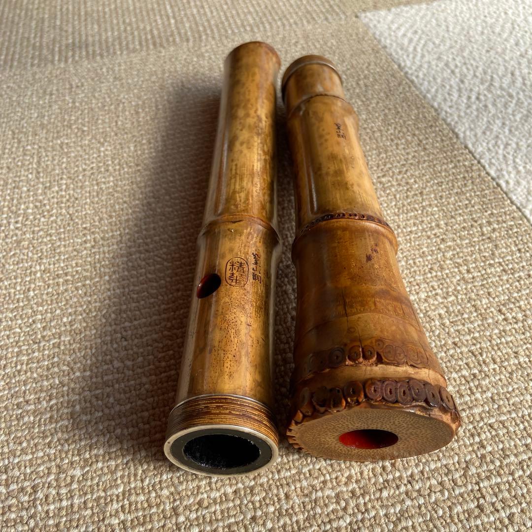 126値下げ　尺八　一尺六寸管　精華銘三印　唄口金巻き