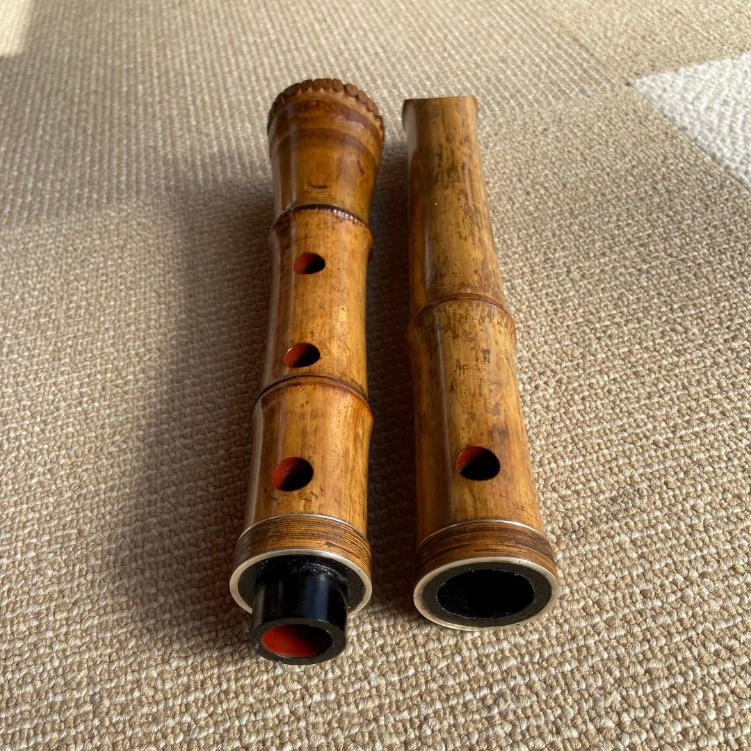 126値下げ　尺八　一尺六寸管　精華銘三印　唄口金巻き