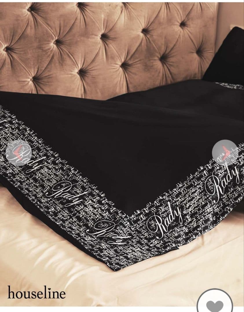 rady ツイードフレームベッドカバー　ブラック　シングルサイズ