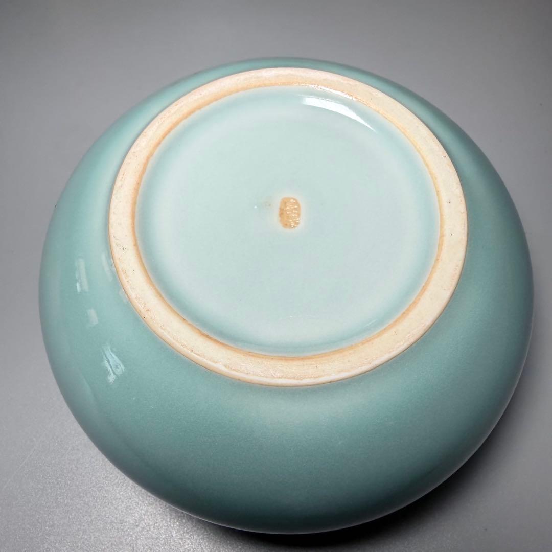 鍋島青磁　最高峰　小笠原長春　造　青磁皆具　茶道具一式　共箱　天然青磁100％