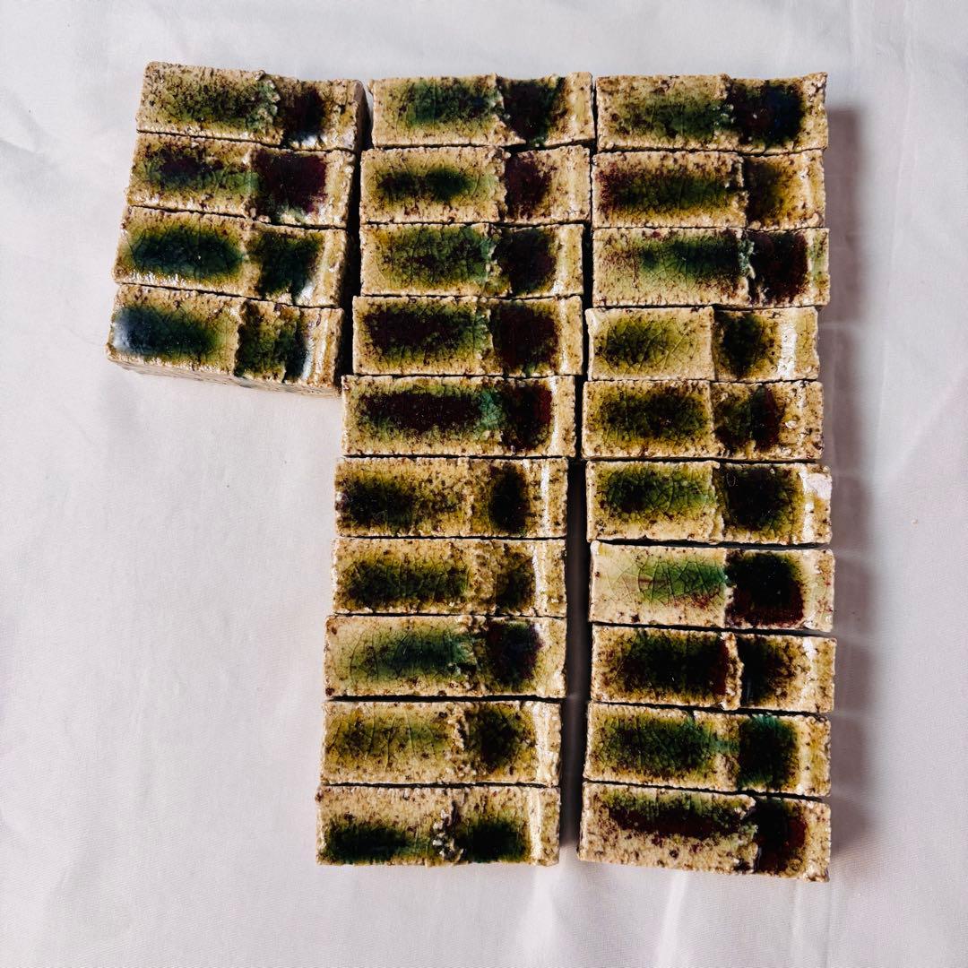 美品 陶器 箸置き セット 緑釉 土物 24個 アンティーク 和食器 おもてなし