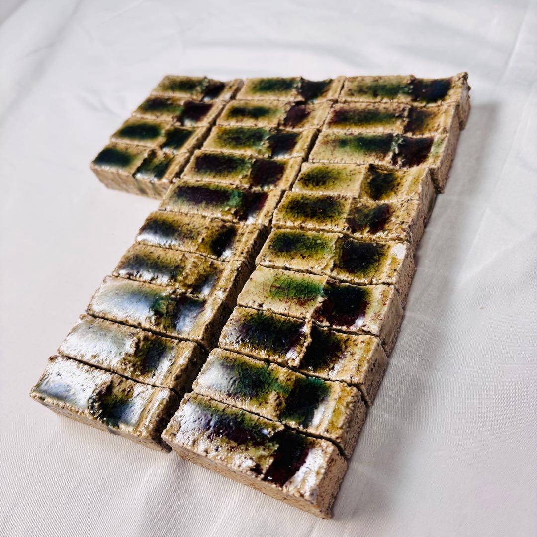 美品 陶器 箸置き セット 緑釉 土物 24個 アンティーク 和食器 おもてなし