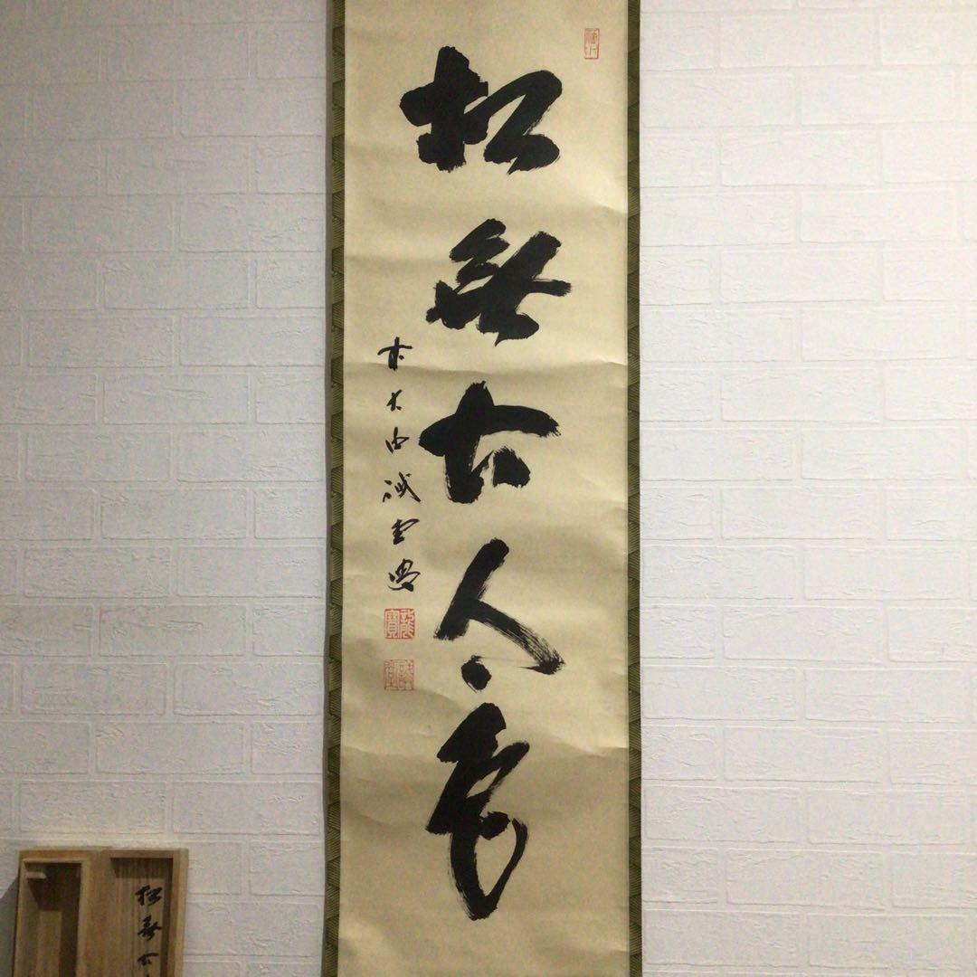 Ｎ２３９　掛軸　大徳寺　藤井誡堂　『松無古今色』　共箱　『真作』　肉筆　一行書