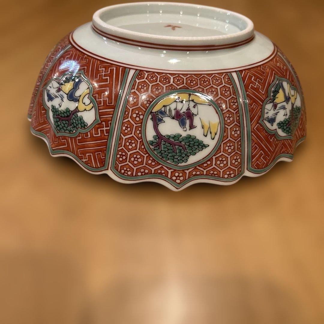 賞美堂　有田焼　 其泉　赤絵　福寿　盛り鉢　箱付き