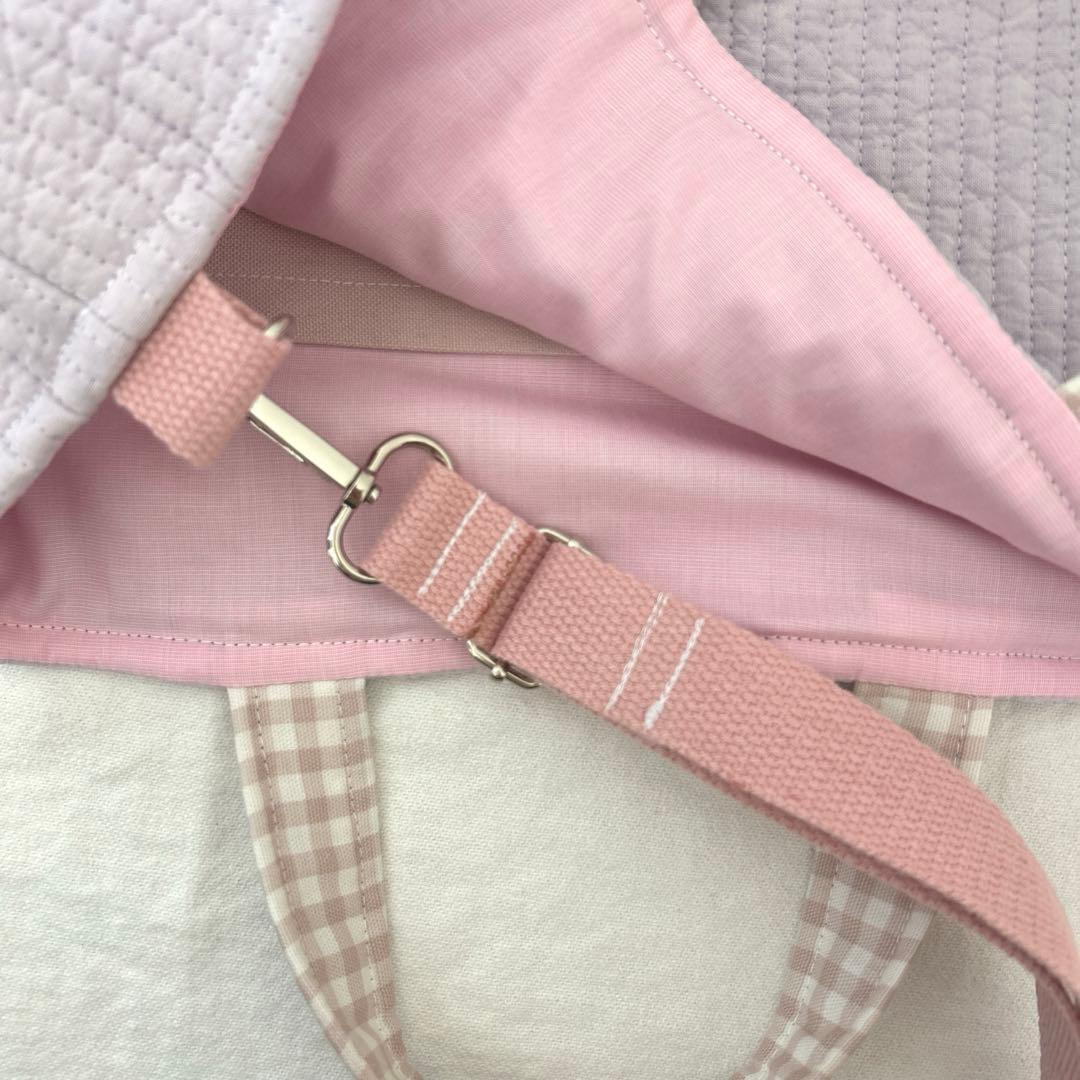 入園入学3点セット　【紫リボンヌビ×くすみピンク】　女の子　レッスンバッグ　靴袋