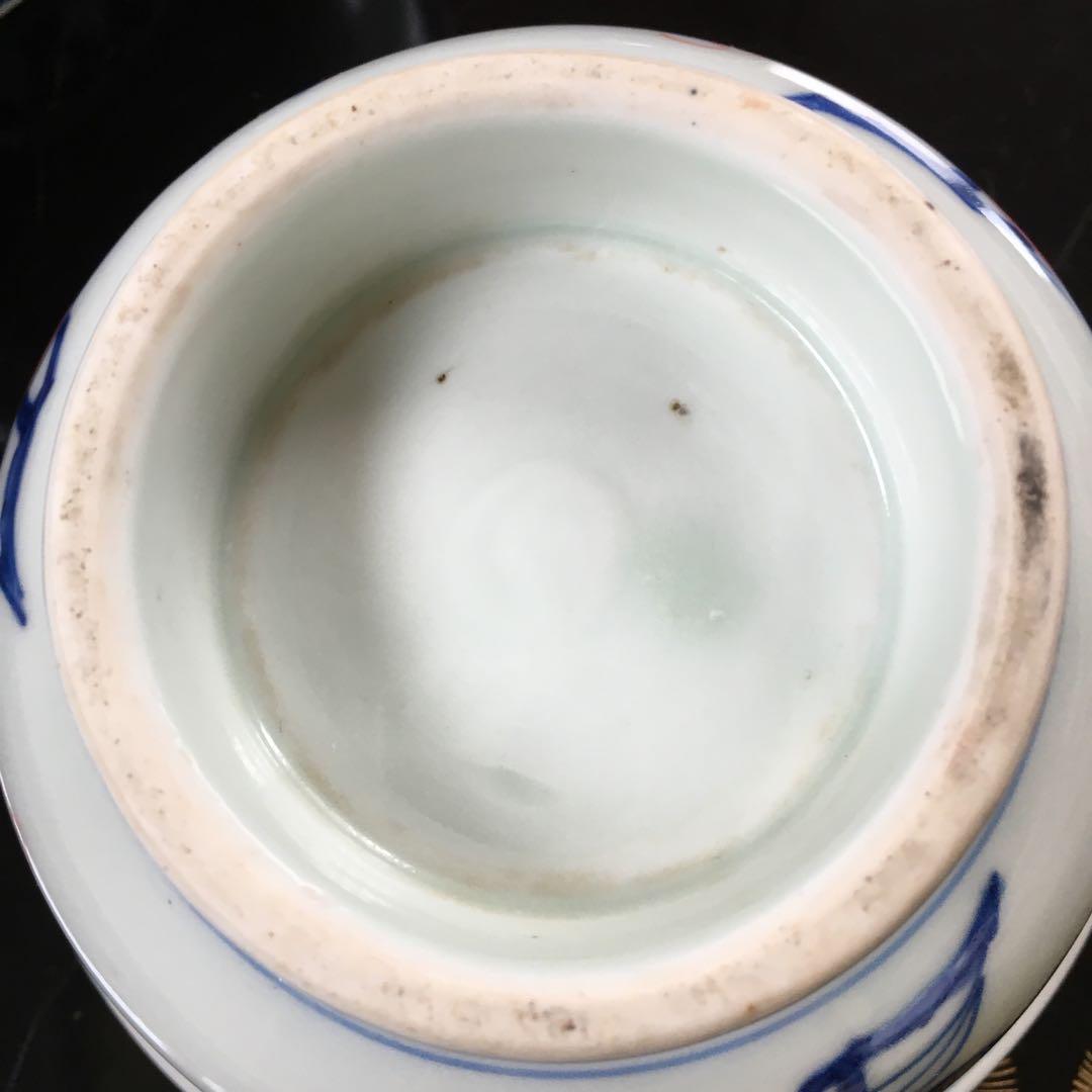 古伊万里　金彩色絵　菊唐草、瓔珞文、桃の図　三つ組鉢