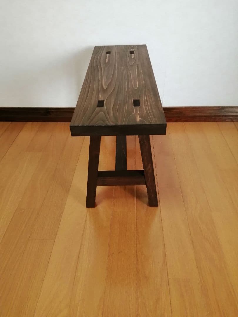 木製フラワースタンド　花台　幅60cm×高さ35cm　丸椅子　stool