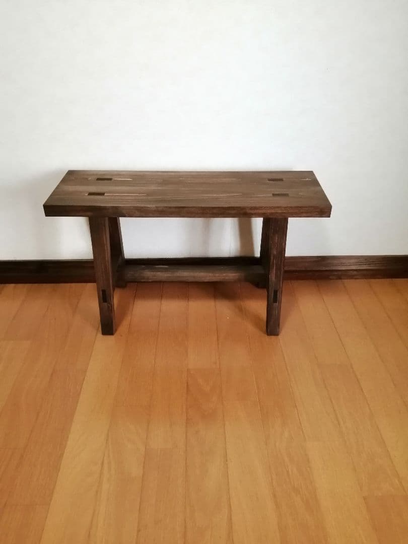 木製フラワースタンド　花台　幅60cm×高さ35cm　丸椅子　stool