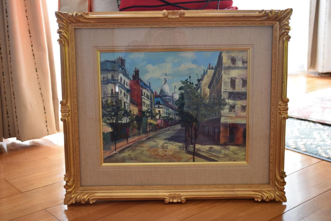 送料込油絵「モンマルトル」藤田治