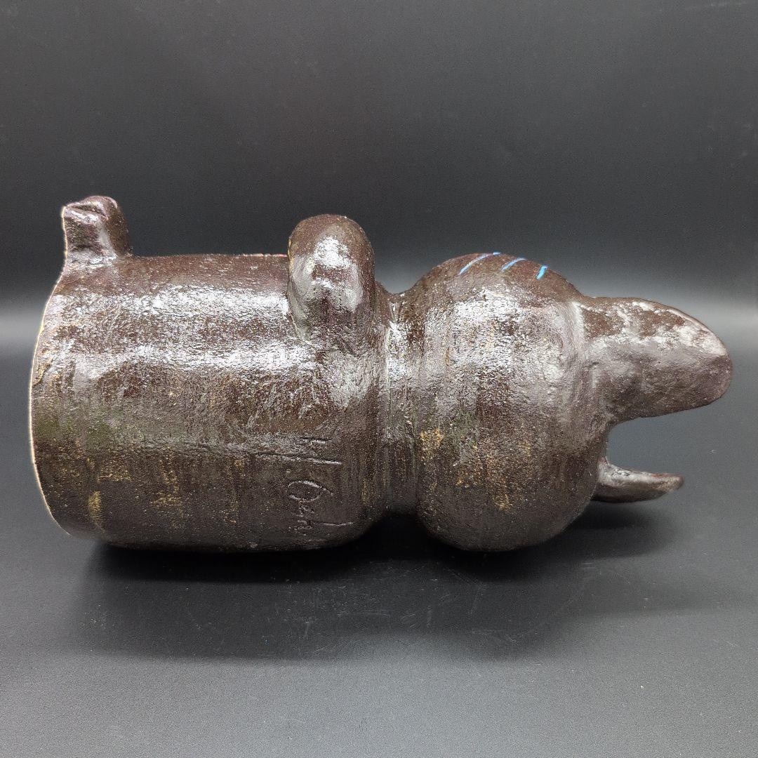 【新品未使用】縁起物 癒し 鯛持ち ネコ (黒) 特大 招き猫 瀬戸焼