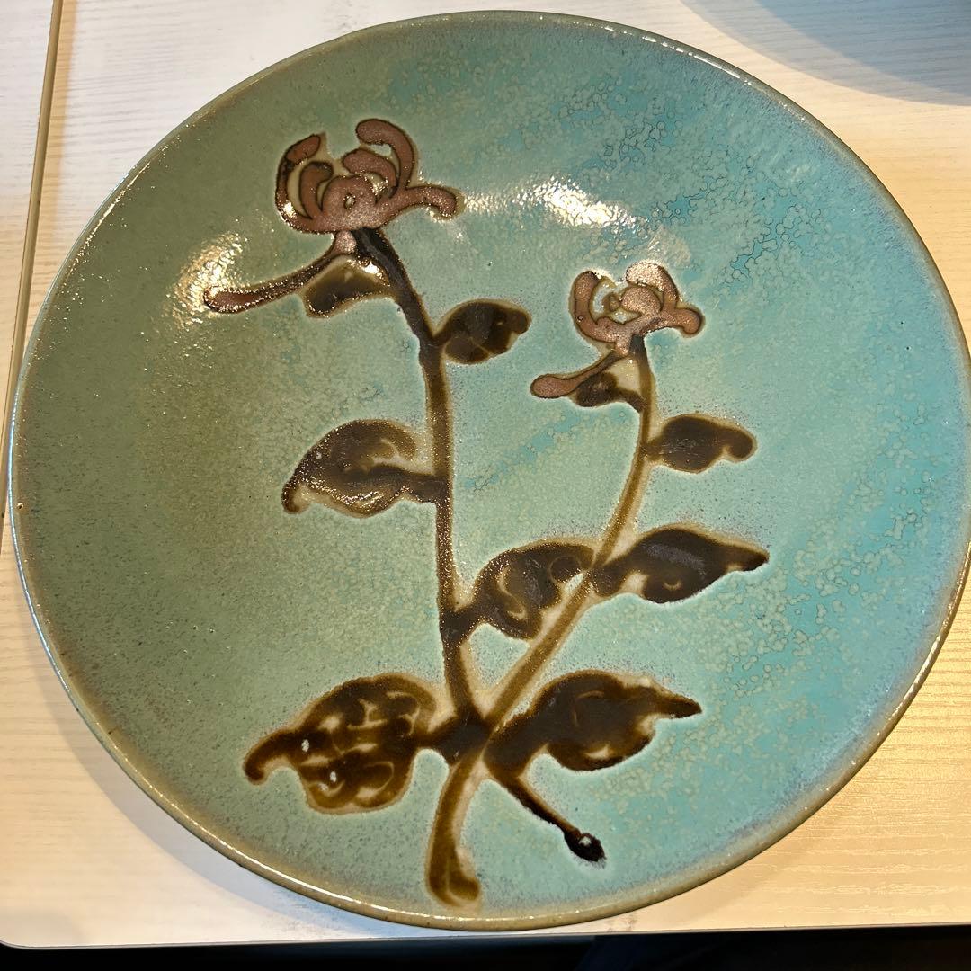 陶器の皿5枚セット 花と枝デザイン