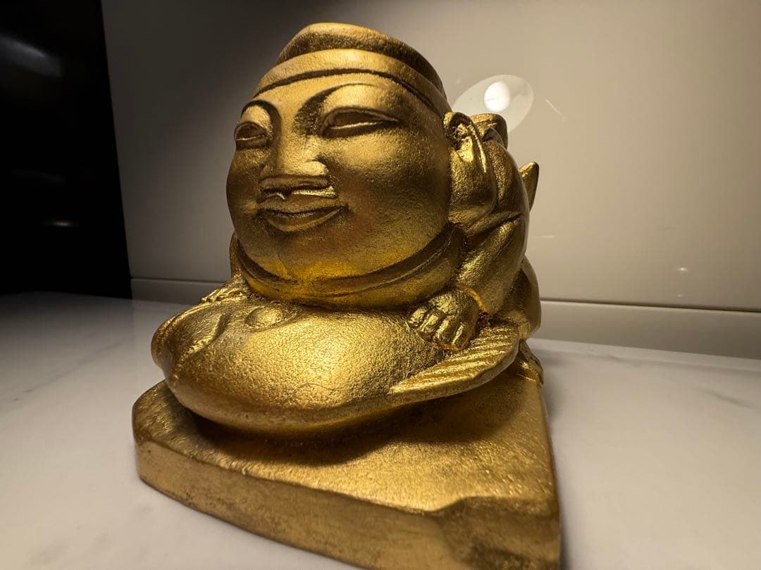 平櫛田中作　福徳恵比須座像　金箔ブロンズ像　田中名刻印