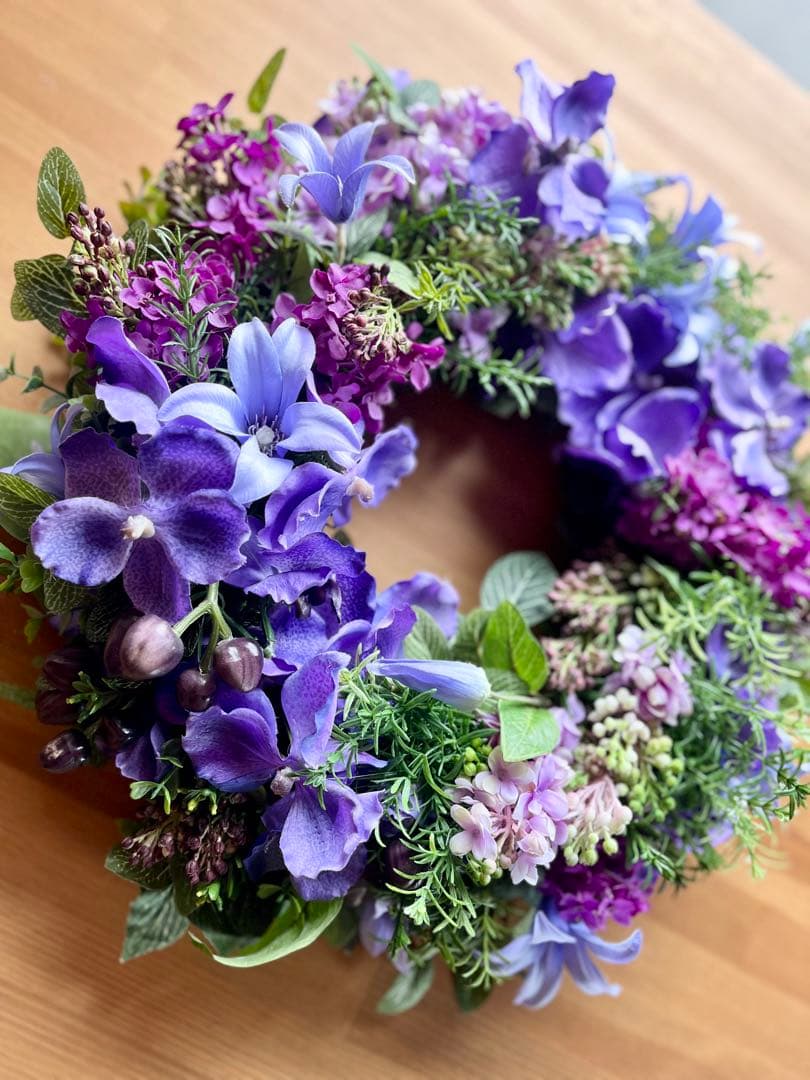 バンダとライラックのリース※アーティフィシャルフラワー(造花)