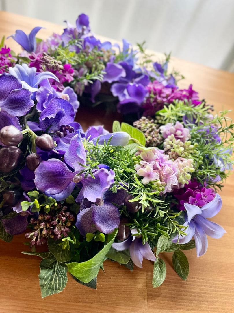 バンダとライラックのリース※アーティフィシャルフラワー(造花)