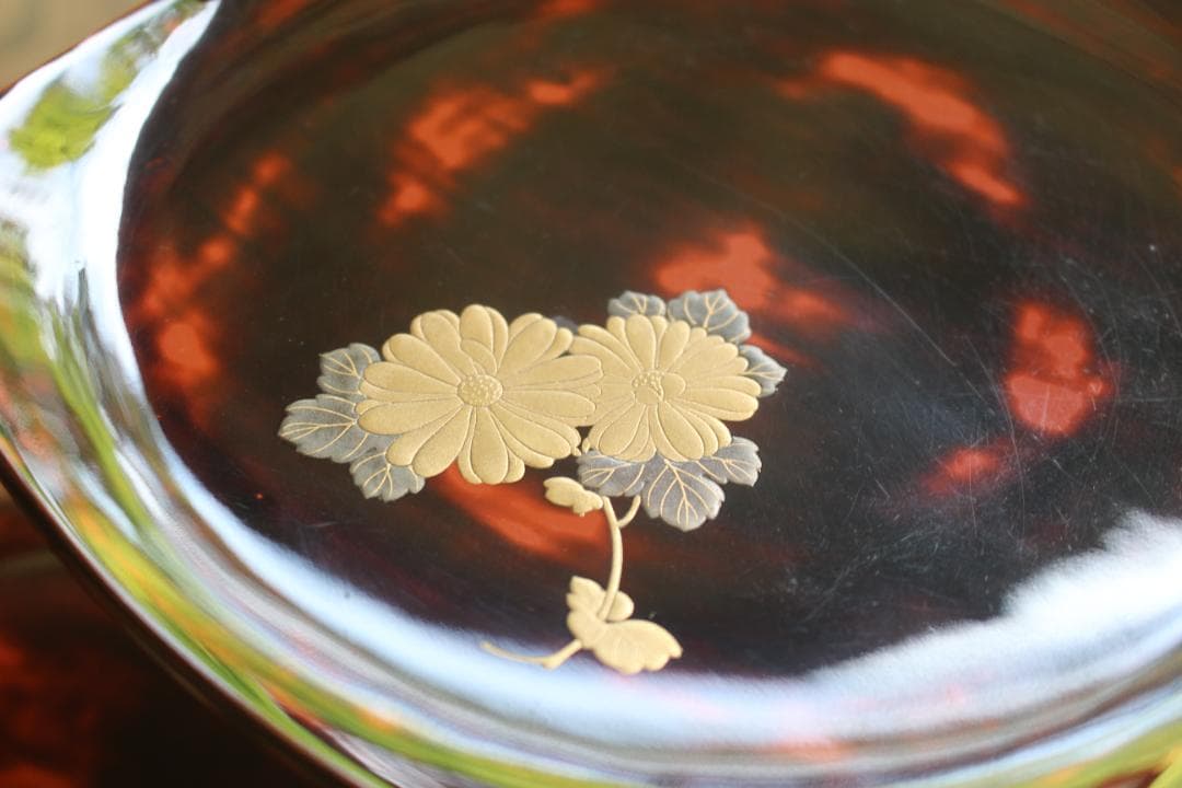 デッドストック！時代曙塗に優美な花蒔絵の映えるお皿3点（検輪島塗蒔絵皿菓子皿