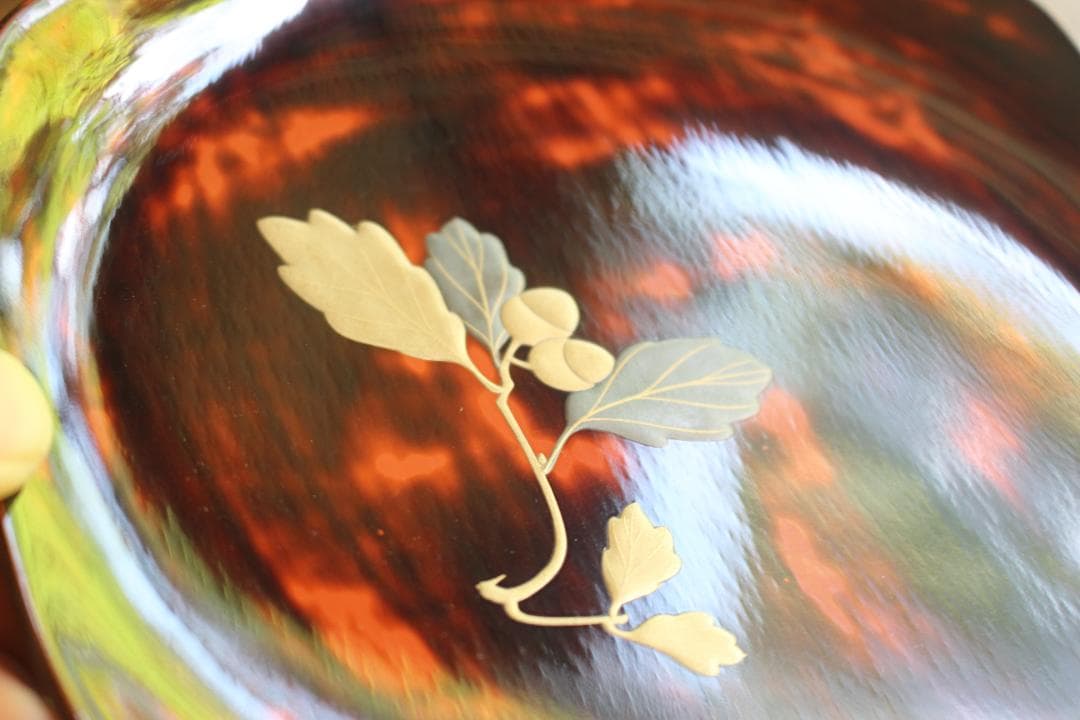 デッドストック！時代曙塗に優美な花蒔絵の映えるお皿3点（検輪島塗蒔絵皿菓子皿