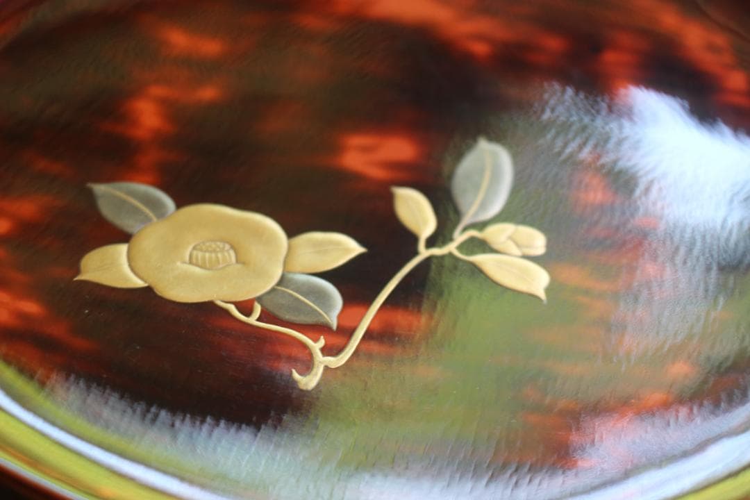 デッドストック！時代曙塗に優美な花蒔絵の映えるお皿3点（検輪島塗蒔絵皿菓子皿