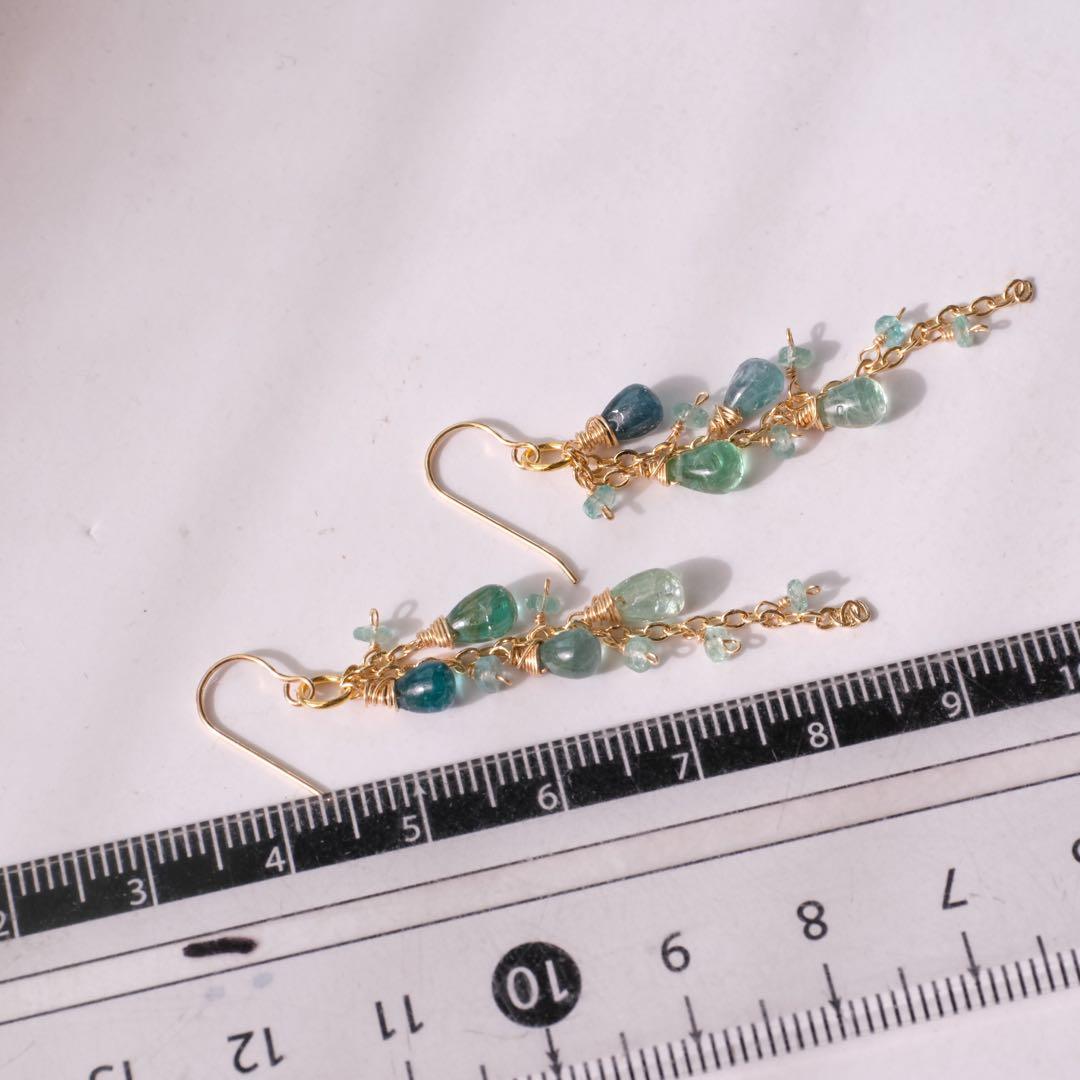 りこりん希少！14kgfコーネルピンピアス・エメラルドチャーム