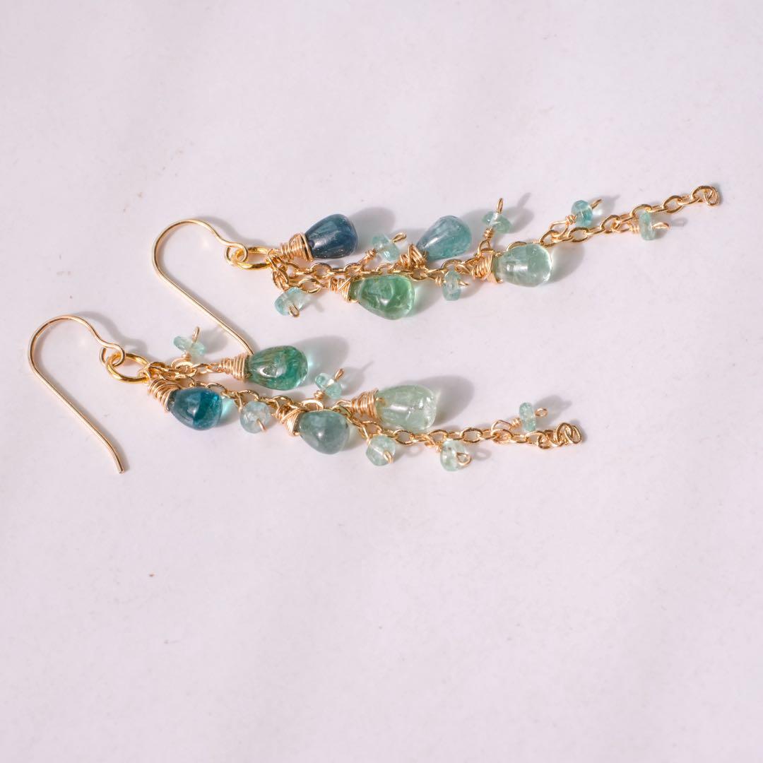 りこりん希少！14kgfコーネルピンピアス・エメラルドチャーム