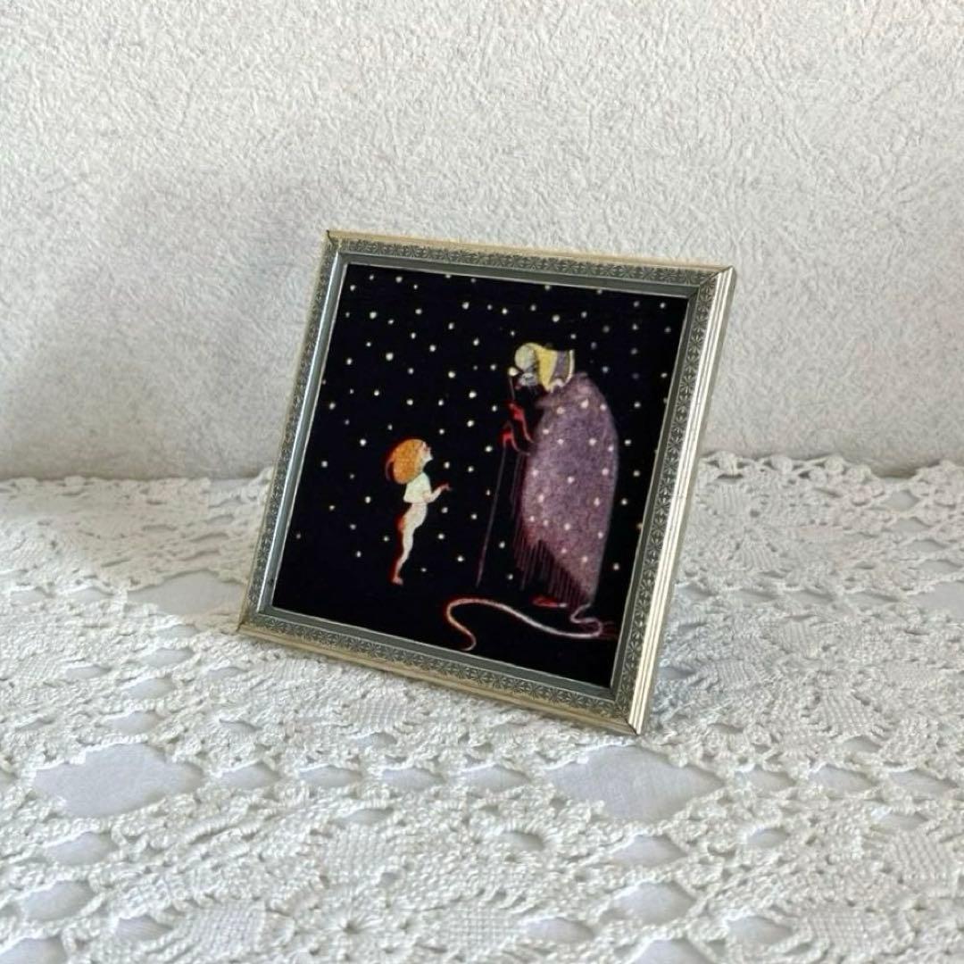 RT124 小花模様のデンマークヴィンテージ フォトフレーム 9.2×9.2