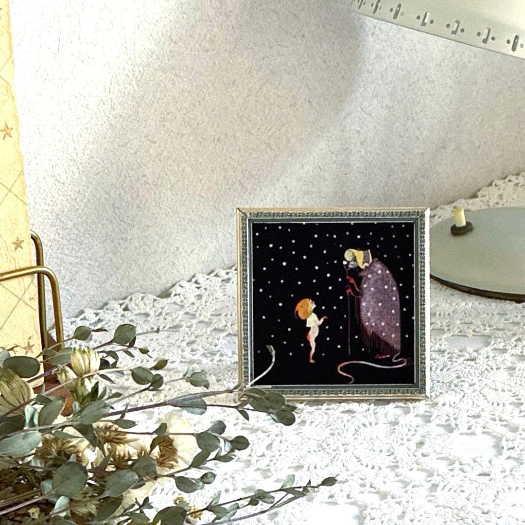 RT124 小花模様のデンマークヴィンテージ フォトフレーム 9.2×9.2