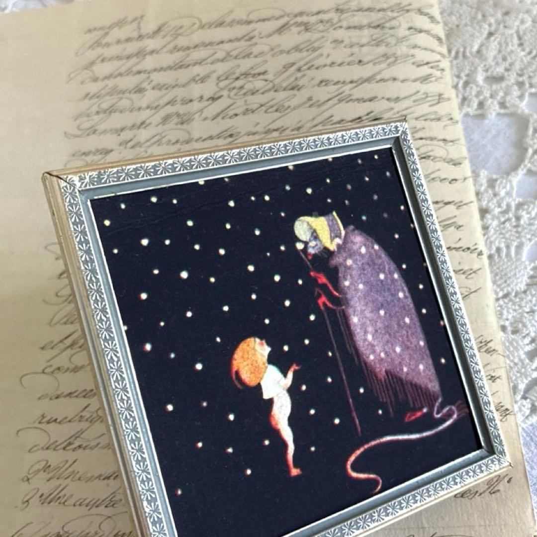 RT124 小花模様のデンマークヴィンテージ フォトフレーム 9.2×9.2