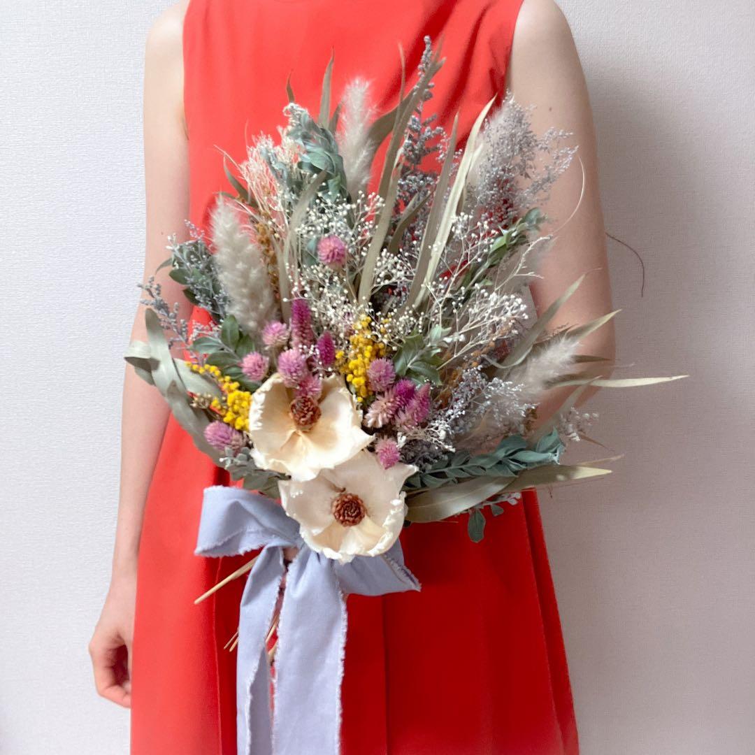 【もうすぐ販売終了】ウェディングブーケ　ドライフラワー　ミモザ　前撮り