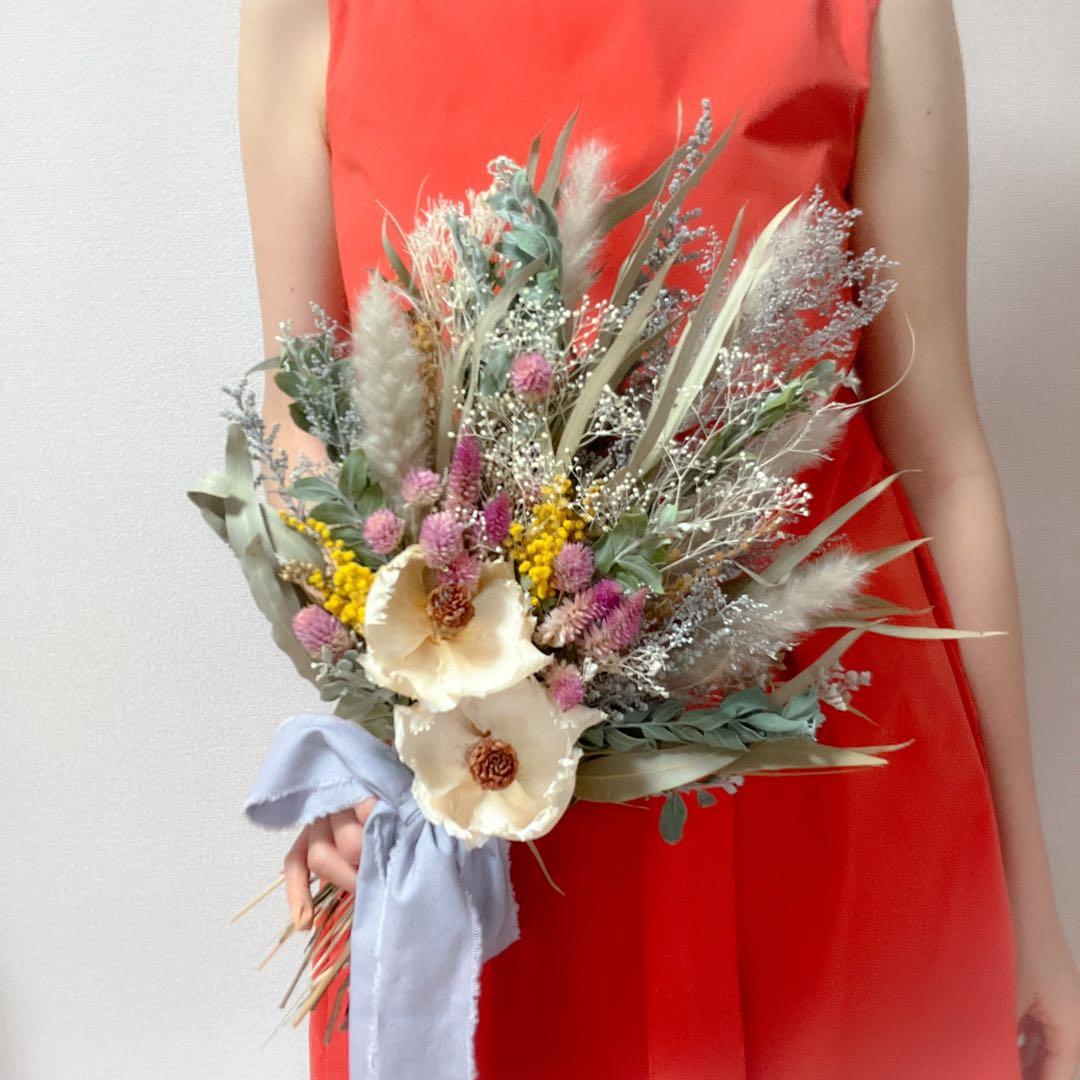 【もうすぐ販売終了】ウェディングブーケ　ドライフラワー　ミモザ　前撮り