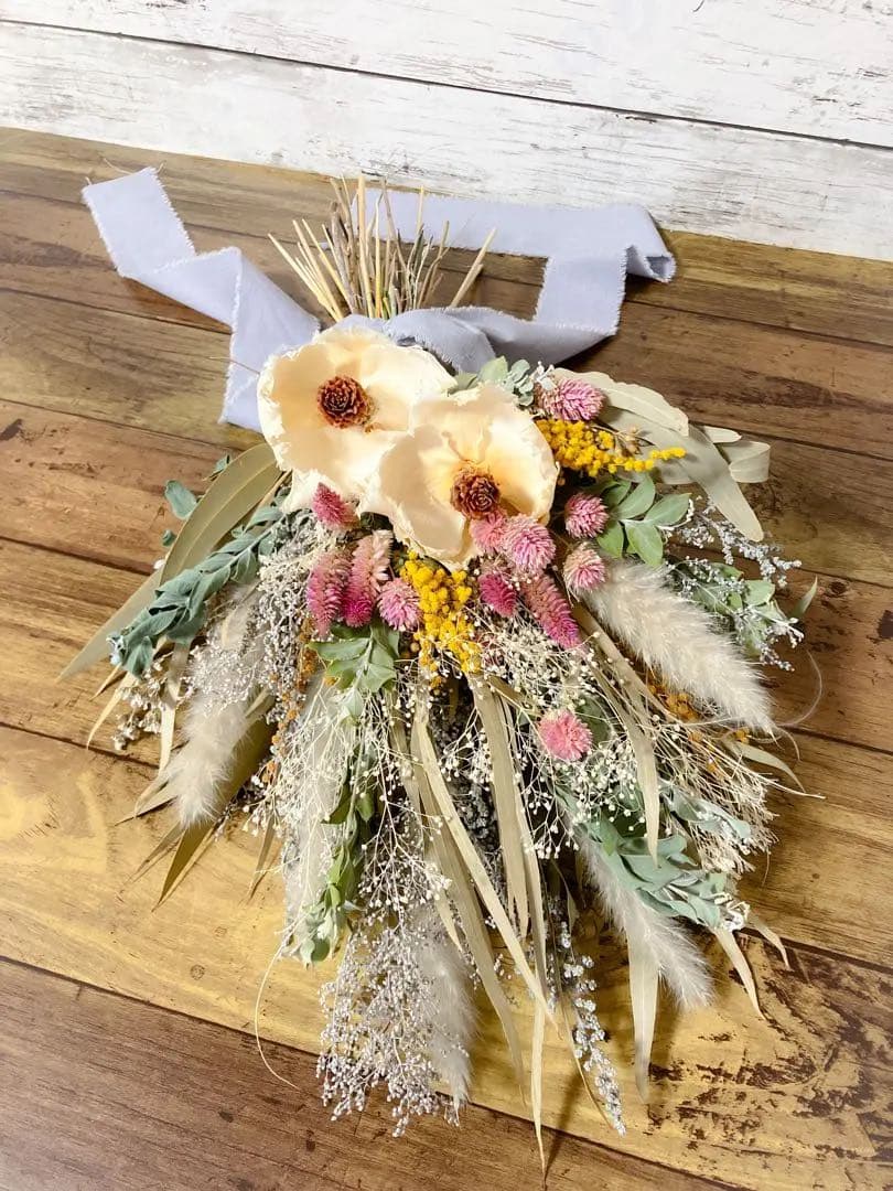 【もうすぐ販売終了】ウェディングブーケ　ドライフラワー　ミモザ　前撮り