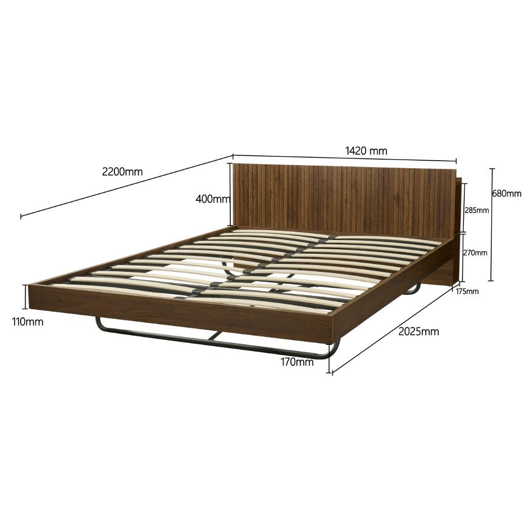 ダブル.べッド ウォールナット色 収納付き Walnut【Dダブル.べッド】